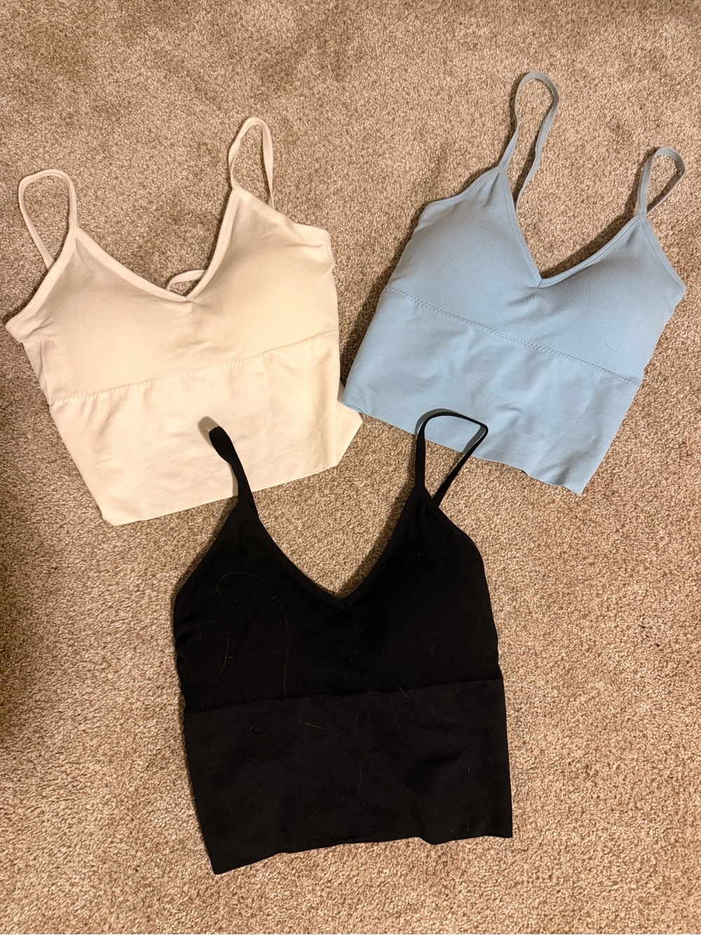 3 pack Cropped padded tank tops
